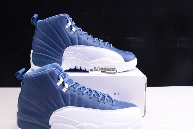 Official Maikesneakers Stone 12 Blue Air Retro Jordan 130690-404 0811